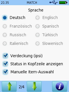 Senti & Sentiero MATCH - Einstellungen 
