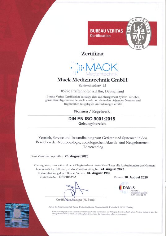 QM Zertifikat Mack GmbH 9001:2015