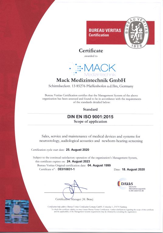 QM Zertifikat Mack GmbH 9001:2015